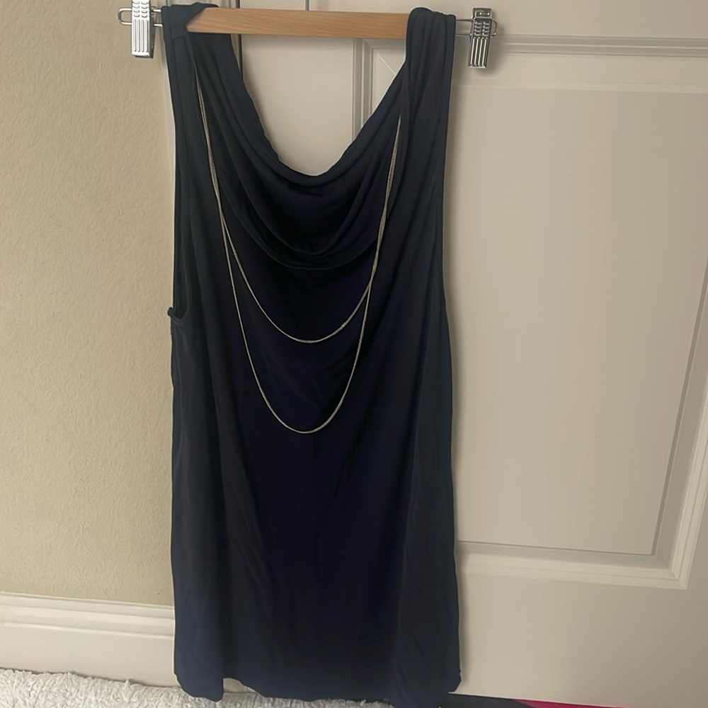 Navy blue mini with silver chains